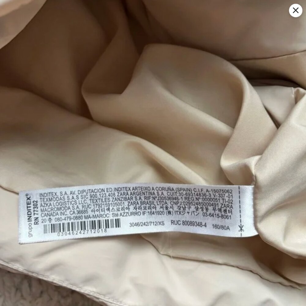 NWT Zara Puffer Vest in Ivory White XS - Picture 9 of 9